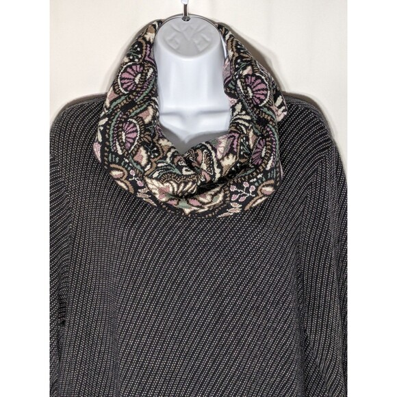 Coldwater Creek Tunic Sweater Dress  Plus 2X Cowl Neck Long Sleeve Black Floral - Picture 4 of 10